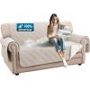 imageHVERSAILTEX 100 Waterproof Loveseat Covers for 2 Cushion Couch Modern Sofa Covers Waterproof and Washable Thick Soft Couch Cover for Dogs with Elastic Straps Loveseat GreyBeigeFrench OakBeige