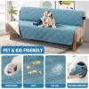 imageHVERSAILTEX 100 Waterproof Loveseat Covers for 2 Cushion Couch Modern Sofa Covers Waterproof and Washable Thick Soft Couch Cover for Dogs with Elastic Straps Loveseat GreyBeigeSmoke BlueBeige