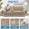 imageHVERSAILTEX 100 Waterproof Loveseat Covers for 2 Cushion Couch Modern Sofa Covers Waterproof and Washable Thick Soft Couch Cover for Dogs with Elastic Straps Loveseat GreyBeigeTaupeBeige