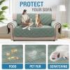 imageHVERSAILTEX 100 Waterproof Loveseat Covers for 2 Cushion Couch Modern Sofa Covers Waterproof and Washable Thick Soft Couch Cover for Dogs with Elastic Straps Loveseat GreyBeigeLily PadBeige