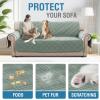 imageHVERSAILTEX 100 Waterproof Loveseat Covers for 2 Cushion Couch Modern Sofa Covers Waterproof and Washable Thick Soft Couch Cover for Dogs with Elastic Straps Loveseat GreyBeigeLily PadBeige