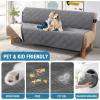 imageHVERSAILTEX 100 Waterproof Loveseat Covers for 2 Cushion Couch Modern Sofa Covers Waterproof and Washable Thick Soft Couch Cover for Dogs with Elastic Straps Loveseat GreyBeigeGreyBeige