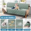 imageHVERSAILTEX 100 Waterproof Loveseat Covers for 2 Cushion Couch Modern Sofa Covers Waterproof and Washable Thick Soft Couch Cover for Dogs with Elastic Straps Loveseat GreyBeigeLily PadBeige