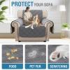 imageHVERSAILTEX 100 Waterproof Loveseat Covers for 2 Cushion Couch Modern Sofa Covers Waterproof and Washable Thick Soft Couch Cover for Dogs with Elastic Straps Loveseat GreyBeigeGreyBeige