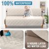 imageHVERSAILTEX 100 Waterproof Loveseat Covers for 2 Cushion Couch Modern Sofa Covers Waterproof and Washable Thick Soft Couch Cover for Dogs with Elastic Straps Loveseat GreyBeigeFrench OakBeige