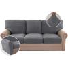 imageHVERSAILTEX MultiPieces Sofa Covers Stretch Couch Covers Form Fitted Seats and Back Cushions Covers 3 Seat Covers Plus 3 Back Cusion Covers Bonus 2 Armrest Covers GreyNeutral Gray
