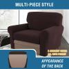 imageHVERSAILTEX MultiPieces Sofa Covers Stretch Couch Covers Form Fitted Seats and Back Cushions Covers 3 Seat Covers Plus 3 Back Cusion Covers Bonus 2 Armrest Covers GreyChocolate