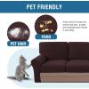 imageHVERSAILTEX MultiPieces Sofa Covers Stretch Couch Covers Form Fitted Seats and Back Cushions Covers 3 Seat Covers Plus 3 Back Cusion Covers Bonus 2 Armrest Covers GreyChocolate