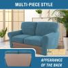 imageHVERSAILTEX MultiPieces Sofa Covers Stretch Couch Covers Form Fitted Seats and Back Cushions Covers 3 Seat Covers Plus 3 Back Cusion Covers Bonus 2 Armrest Covers GreyStorm Blue