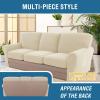 imageHVERSAILTEX MultiPieces Sofa Covers Stretch Couch Covers Form Fitted Seats and Back Cushions Covers 3 Seat Covers Plus 3 Back Cusion Covers Bonus 2 Armrest Covers GreyNatural