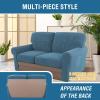 imageHVERSAILTEX MultiPieces Sofa Covers Stretch Couch Covers Form Fitted Seats and Back Cushions Covers 3 Seat Covers Plus 3 Back Cusion Covers Bonus 2 Armrest Covers GreyDusty Blue