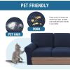 imageHVERSAILTEX MultiPieces Sofa Covers Stretch Couch Covers Form Fitted Seats and Back Cushions Covers 3 Seat Covers Plus 3 Back Cusion Covers Bonus 2 Armrest Covers GreyNavy