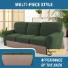 imageHVERSAILTEX MultiPieces Sofa Covers Stretch Couch Covers Form Fitted Seats and Back Cushions Covers 3 Seat Covers Plus 3 Back Cusion Covers Bonus 2 Armrest Covers GreyBronze Green