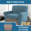 imageHVERSAILTEX MultiPieces Sofa Covers Stretch Couch Covers Form Fitted Seats and Back Cushions Covers 3 Seat Covers Plus 3 Back Cusion Covers Bonus 2 Armrest Covers GreyStorm Blue