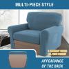 imageHVERSAILTEX MultiPieces Sofa Covers Stretch Couch Covers Form Fitted Seats and Back Cushions Covers 3 Seat Covers Plus 3 Back Cusion Covers Bonus 2 Armrest Covers GreyDusty Blue