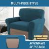 imageHVERSAILTEX MultiPieces Sofa Covers Stretch Couch Covers Form Fitted Seats and Back Cushions Covers 3 Seat Covers Plus 3 Back Cusion Covers Bonus 2 Armrest Covers GreyDeep Teal