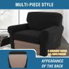 imageHVERSAILTEX MultiPieces Sofa Covers Stretch Couch Covers Form Fitted Seats and Back Cushions Covers 3 Seat Covers Plus 3 Back Cusion Covers Bonus 2 Armrest Covers GreyBlack