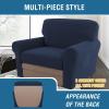 imageHVERSAILTEX MultiPieces Sofa Covers Stretch Couch Covers Form Fitted Seats and Back Cushions Covers 3 Seat Covers Plus 3 Back Cusion Covers Bonus 2 Armrest Covers GreyNavy