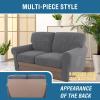 imageHVERSAILTEX MultiPieces Sofa Covers Stretch Couch Covers Form Fitted Seats and Back Cushions Covers 3 Seat Covers Plus 3 Back Cusion Covers Bonus 2 Armrest Covers GreyNeutral Gray