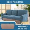 imageHVERSAILTEX MultiPieces Sofa Covers Stretch Couch Covers Form Fitted Seats and Back Cushions Covers 3 Seat Covers Plus 3 Back Cusion Covers Bonus 2 Armrest Covers GreyDusty Blue