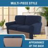 imageHVERSAILTEX MultiPieces Sofa Covers Stretch Couch Covers Form Fitted Seats and Back Cushions Covers 3 Seat Covers Plus 3 Back Cusion Covers Bonus 2 Armrest Covers GreyNavy