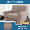 imageHVERSAILTEX MultiPieces Sofa Covers Stretch Couch Covers Form Fitted Seats and Back Cushions Covers 3 Seat Covers Plus 3 Back Cusion Covers Bonus 2 Armrest Covers GreySand
