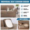 imageHVERSAILTEX Real Velvet Plush 3 Piece Stretch Sofa Covers Couch Covers for 2 Cushion Couch Loveseat Covers Width Up to 72 Inch Feature Thick Soft Stay in Place Medium Sofa Bronze BrownCamel