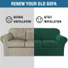imageHVERSAILTEX Real Velvet Plush 3 Piece Stretch Sofa Covers Couch Covers for 2 Cushion Couch Loveseat Covers Width Up to 72 Inch Feature Thick Soft Stay in Place Medium Sofa Bronze BrownGreen