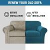 imageHVERSAILTEX Real Velvet Plush 3 Piece Stretch Sofa Covers Couch Covers for 2 Cushion Couch Loveseat Covers Width Up to 72 Inch Feature Thick Soft Stay in Place Medium Sofa Bronze BrownDeep Teal