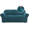 imageHVERSAILTEX Real Velvet Plush 3 Piece Stretch Sofa Covers Couch Covers for 2 Cushion Couch Loveseat Covers Width Up to 72 Inch Feature Thick Soft Stay in Place Medium Sofa Bronze BrownDeep Teal