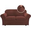 imageHVERSAILTEX Real Velvet Plush 3 Piece Stretch Sofa Covers Couch Covers for 2 Cushion Couch Loveseat Covers Width Up to 72 Inch Feature Thick Soft Stay in Place Medium Sofa Bronze BrownBurnt Brick
