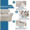 imageHVERSAILTEX Real Velvet Plush 3 Piece Stretch Sofa Covers Couch Covers for 2 Cushion Couch Loveseat Covers Width Up to 72 Inch Feature Thick Soft Stay in Place Medium Sofa Bronze BrownOatmeal