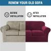 imageHVERSAILTEX Real Velvet Plush 3 Piece Stretch Sofa Covers Couch Covers for 2 Cushion Couch Loveseat Covers Width Up to 72 Inch Feature Thick Soft Stay in Place Medium Sofa Bronze BrownWineBurgundy