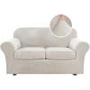 imageHVERSAILTEX Real Velvet Plush 3 Piece Stretch Sofa Covers Couch Covers for 2 Cushion Couch Loveseat Covers Width Up to 72 Inch Feature Thick Soft Stay in Place Medium Sofa Bronze BrownOatmeal