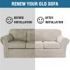 imageHVERSAILTEX Real Velvet Plush 3 Piece Stretch Sofa Covers Couch Covers for 2 Cushion Couch Loveseat Covers Width Up to 72 Inch Feature Thick Soft Stay in Place Medium Sofa Bronze BrownFrench Oak
