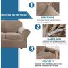 imageHVERSAILTEX Real Velvet Plush 3 Piece Stretch Sofa Covers Couch Covers for 2 Cushion Couch Loveseat Covers Width Up to 72 Inch Feature Thick Soft Stay in Place Medium Sofa Bronze BrownCamel