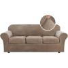 imageHVERSAILTEX Real Velvet Plush 3 Piece Stretch Sofa Covers Couch Covers for 2 Cushion Couch Loveseat Covers Width Up to 72 Inch Feature Thick Soft Stay in Place Medium Sofa Bronze BrownCamel