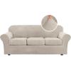 imageHVERSAILTEX Real Velvet Plush 3 Piece Stretch Sofa Covers Couch Covers for 2 Cushion Couch Loveseat Covers Width Up to 72 Inch Feature Thick Soft Stay in Place Medium Sofa Bronze BrownFrench Oak