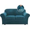 imageHVERSAILTEX Real Velvet Plush 3 Piece Stretch Sofa Covers Couch Covers for 2 Cushion Couch Loveseat Covers Width Up to 72 Inch Feature Thick Soft Stay in Place Medium Sofa Bronze BrownDeep Teal