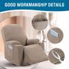 imageHVERSAILTEX Stretch Couch Cover Recliner Cover Electric Power Lift Recliner Chair Cover Fitted Standard Large Power Lift Recliner with Side Pocket Soft Thick JacquardSingle Seat GreySand