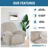 imageHVERSAILTEX Velvet Plush Recliner Chair Covers 1Piece for Reclining Chair Recliner Cover Feature Thick Luxury and Soft Fabric with Elastic Bottom AntiSlip Foams Attached GreyOatmeal