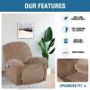 imageHVERSAILTEX Velvet Plush Recliner Chair Covers 1Piece for Reclining Chair Recliner Cover Feature Thick Luxury and Soft Fabric with Elastic Bottom AntiSlip Foams Attached GreyCamel