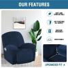 imageHVERSAILTEX Velvet Plush Recliner Chair Covers 1Piece for Reclining Chair Recliner Cover Feature Thick Luxury and Soft Fabric with Elastic Bottom AntiSlip Foams Attached GreyNavy