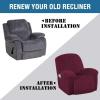 imageHVERSAILTEX Velvet Plush Recliner Chair Covers 1Piece for Reclining Chair Recliner Cover Feature Thick Luxury and Soft Fabric with Elastic Bottom AntiSlip Foams Attached GreyWineBurgundy