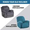 imageHVERSAILTEX Velvet Plush Recliner Chair Covers 1Piece for Reclining Chair Recliner Cover Feature Thick Luxury and Soft Fabric with Elastic Bottom AntiSlip Foams Attached GreyPeacock Blue