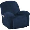 imageHVERSAILTEX Velvet Plush Recliner Chair Covers 1Piece for Reclining Chair Recliner Cover Feature Thick Luxury and Soft Fabric with Elastic Bottom AntiSlip Foams Attached GreyNavy