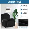 imageHVERSAILTEX Velvet Plush Recliner Chair Covers 1Piece for Reclining Chair Recliner Cover Feature Thick Luxury and Soft Fabric with Elastic Bottom AntiSlip Foams Attached GreyJet Black