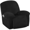 imageHVERSAILTEX Velvet Plush Recliner Chair Covers 1Piece for Reclining Chair Recliner Cover Feature Thick Luxury and Soft Fabric with Elastic Bottom AntiSlip Foams Attached GreyJet Black