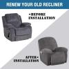 imageHVERSAILTEX Velvet Plush Recliner Chair Covers 1Piece for Reclining Chair Recliner Cover Feature Thick Luxury and Soft Fabric with Elastic Bottom AntiSlip Foams Attached GreyGrey