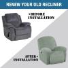 imageHVERSAILTEX Velvet Plush Recliner Chair Covers 1Piece for Reclining Chair Recliner Cover Feature Thick Luxury and Soft Fabric with Elastic Bottom AntiSlip Foams Attached GreySea Grass
